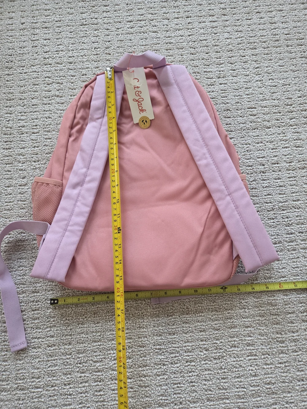 Kids Pink Two-Tone Backpack with Front Pockets